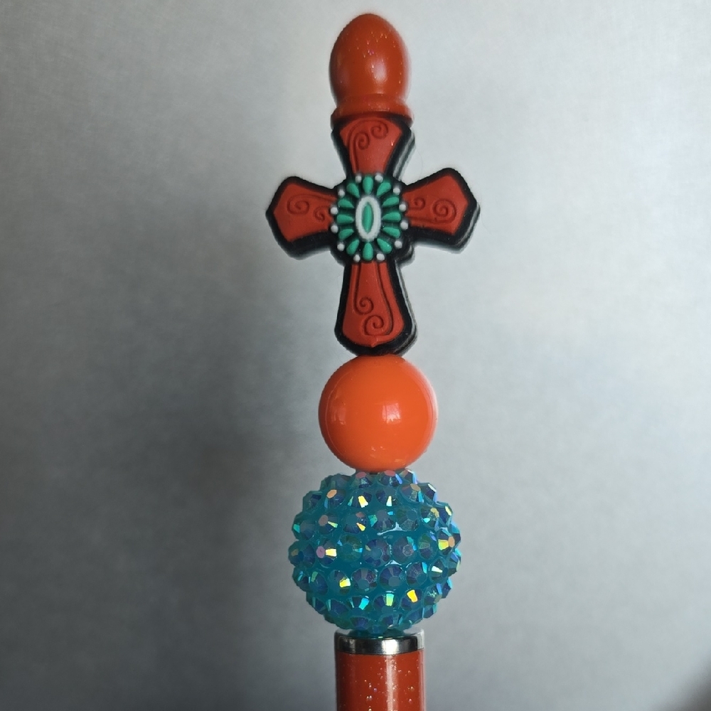 Colorful Beaded Stylus 2 In 1 Cross Pen